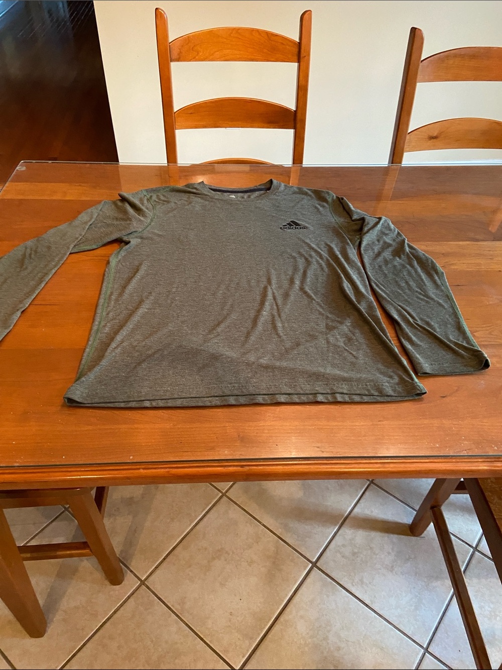adidas Men’s Long Sleeve Crew Shirt - Olive Green. M